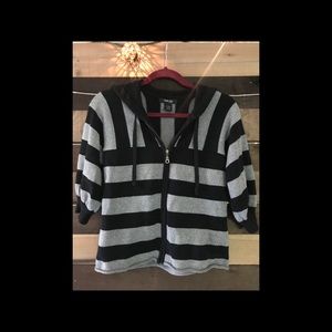 Black silver striped Zip sweater hoodie